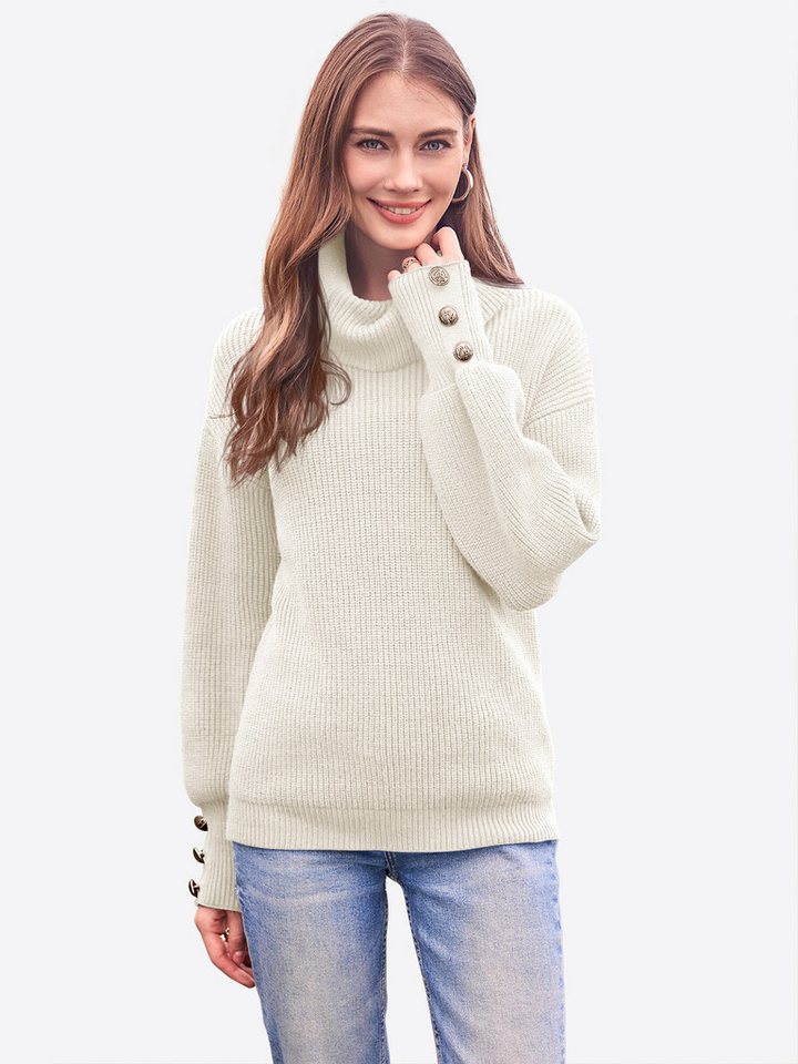 Imily Bela Sweater Damen Oversize Strickpullover mit Rollkragen (Packung, 1-tlg., 1per-Pack) Freizeit von Imily Bela