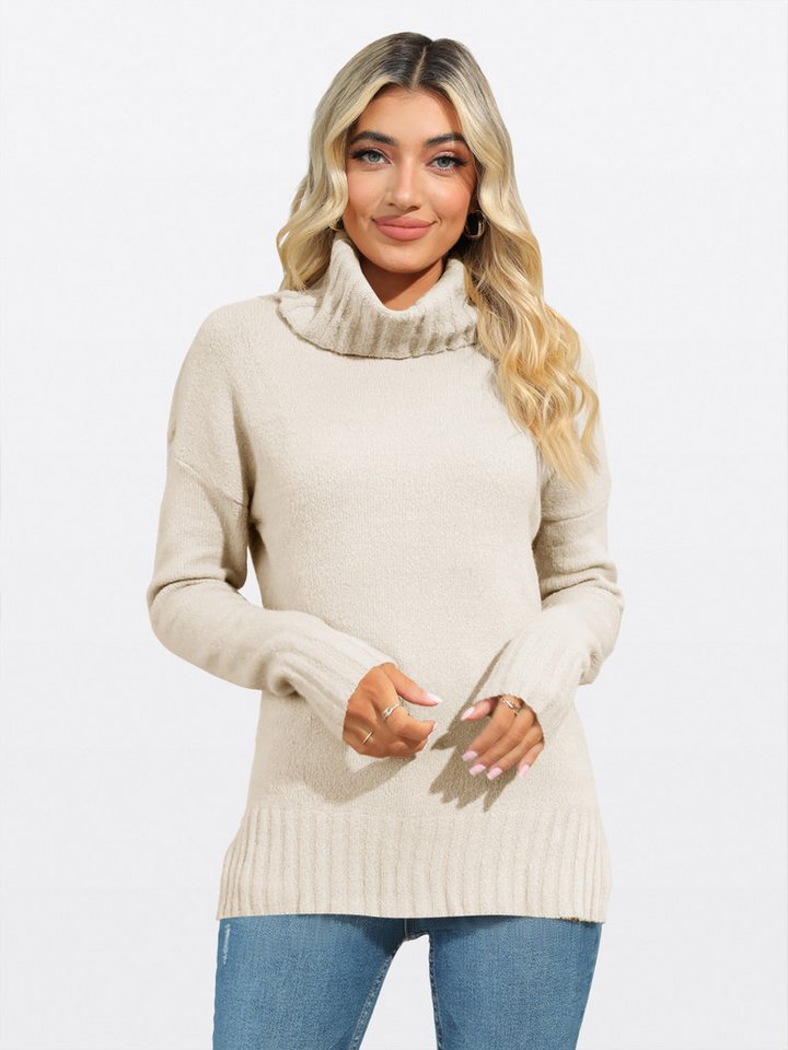 Imily Bela Sweater Damen Oversized Rollkragenpullover (Packung, 1-tlg., 1per-Pack) Volltonfarbe von Imily Bela