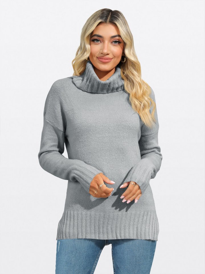 Imily Bela Sweater Damen Oversized Rollkragenpullover (Packung, 1-tlg., 1per-Pack) Volltonfarbe von Imily Bela