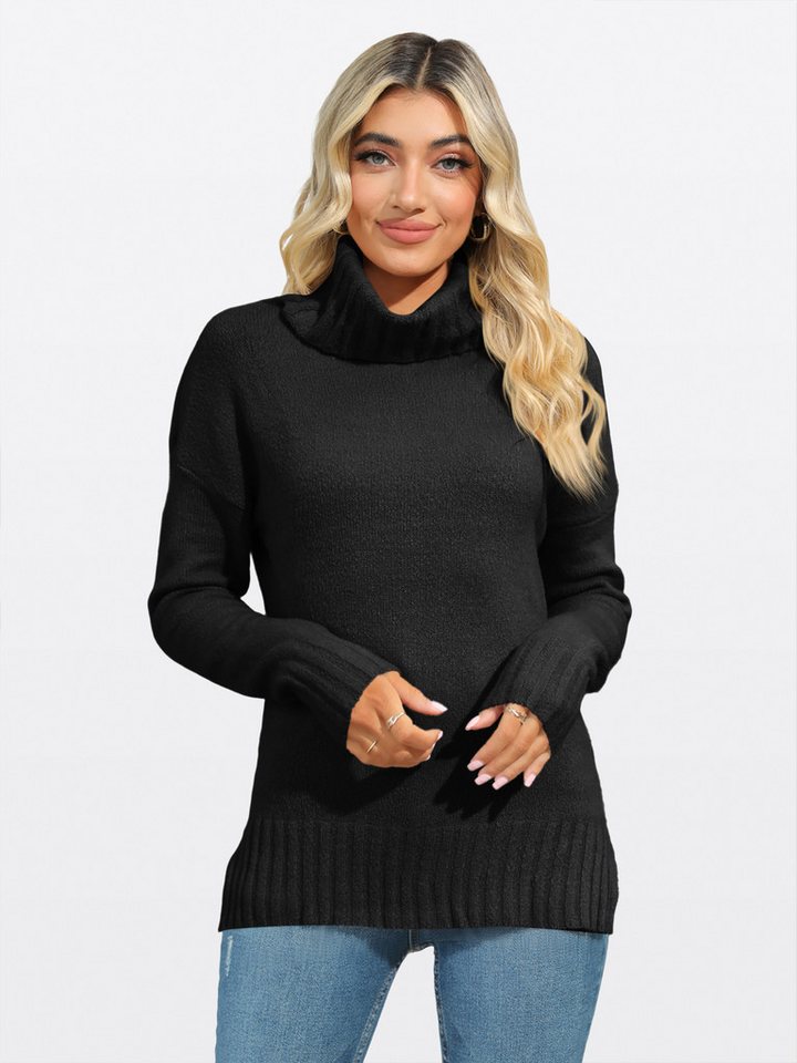 Imily Bela Sweater Damen Oversized Rollkragenpullover (Packung, 1-tlg., 1per-Pack) Volltonfarbe von Imily Bela