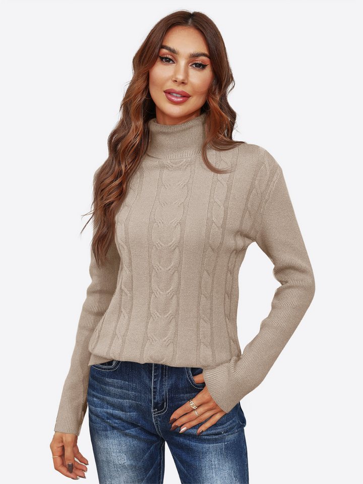Imily Bela Sweater Damen Rollkragenpullover mit Zopfmuster und langen Ärmeln von Imily Bela
