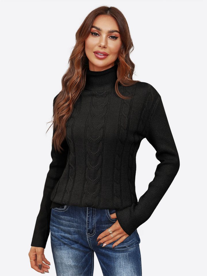 Imily Bela Sweater Damen Rollkragenpullover mit Zopfmuster und langen Ärmeln Imily Bela Sweater Damen Rollkragenpullover mit Zopfmuster und langen Ärmeln von Imily Bela