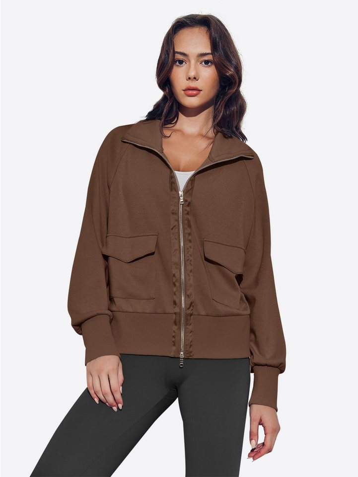 Imily Bela Sweatjacke Damen Langärmliges Lockeres Freizeit-Sweatshirt (Packung, 1-tlg., 1per-Pack) mit Reißverschluss von Imily Bela