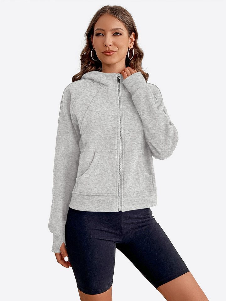Imily Bela Sweatshirt Damen Kapuzen pullover mit Reißverschluss (Packung, 1-tlg., 1per-Pack) Baumwolle von Imily Bela