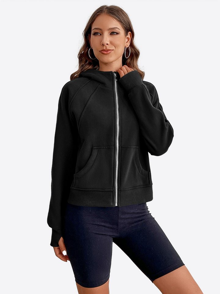 Imily Bela Sweatshirt Damen Kapuzen pullover mit Reißverschluss (Packung, 1-tlg., 1per-Pack) Baumwolle von Imily Bela