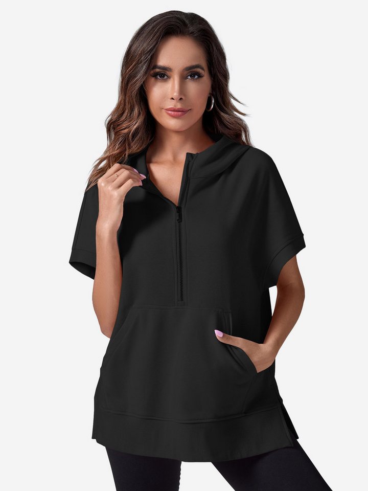 Imily Bela Sweatshirt Damen Kurzarm-Freizeitpullover (Packung, 1-tlg., 1per-Pack) mit Kängurutasche von Imily Bela