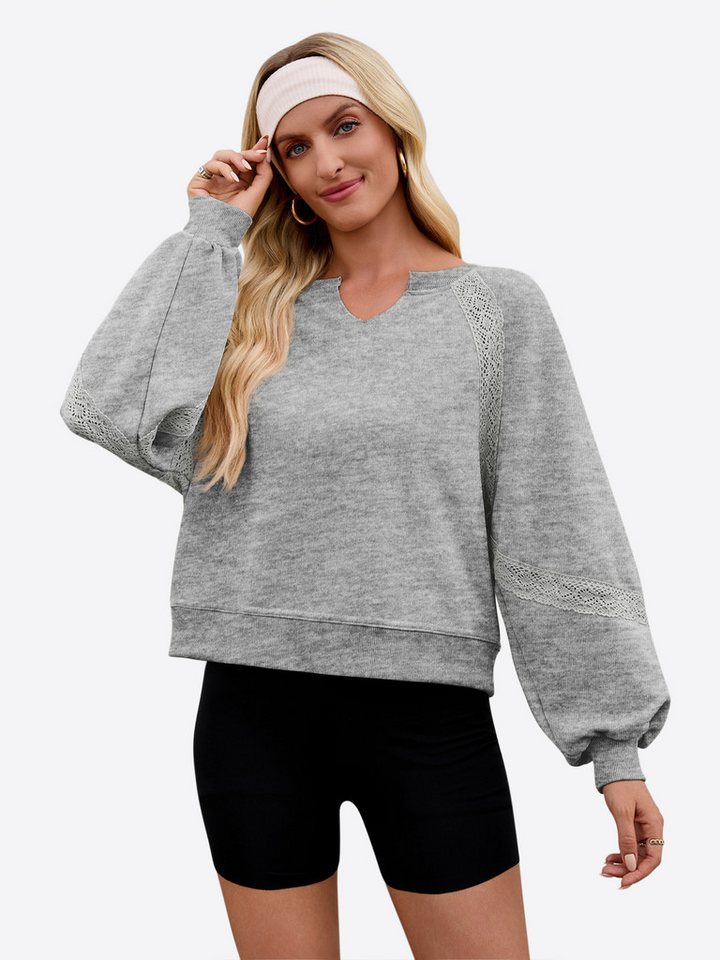 Imily Bela Sweatshirt Damen Langärmliges Lässige Pullover mit V-Ausschnitt (Packung, 1-tlg., 1per-Pack) Rippbündchen von Imily Bela