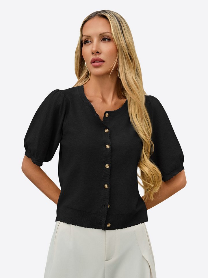 Imily Bela Sweatshirt Damen Puffärmel Strickjacke (Packung, 1-tlg., 1per-Pack) mit Rundhalsausschnitt von Imily Bela