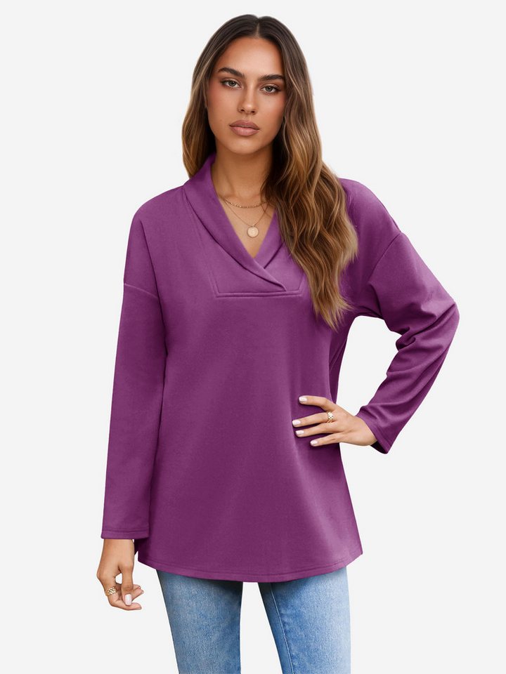 Imily Bela Sweatshirt Damen Tunika-Tops mit Schalkragen (Packung, 1-tlg., 1per-Pack) Volltonfarbe von Imily Bela