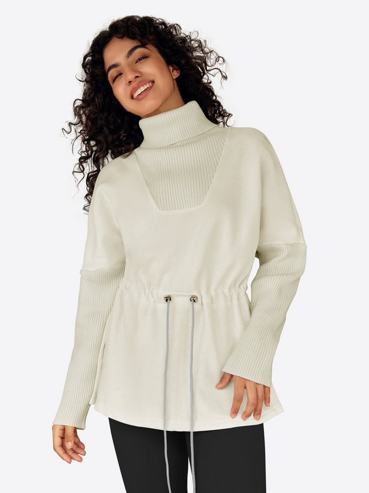 Imily Bela Sweatshirt Damen hochschließender Kragen Sweatshirt mit Kordelzug (Packung, 1-tlg., 1per-Pack) Rippbündchen von Imily Bela