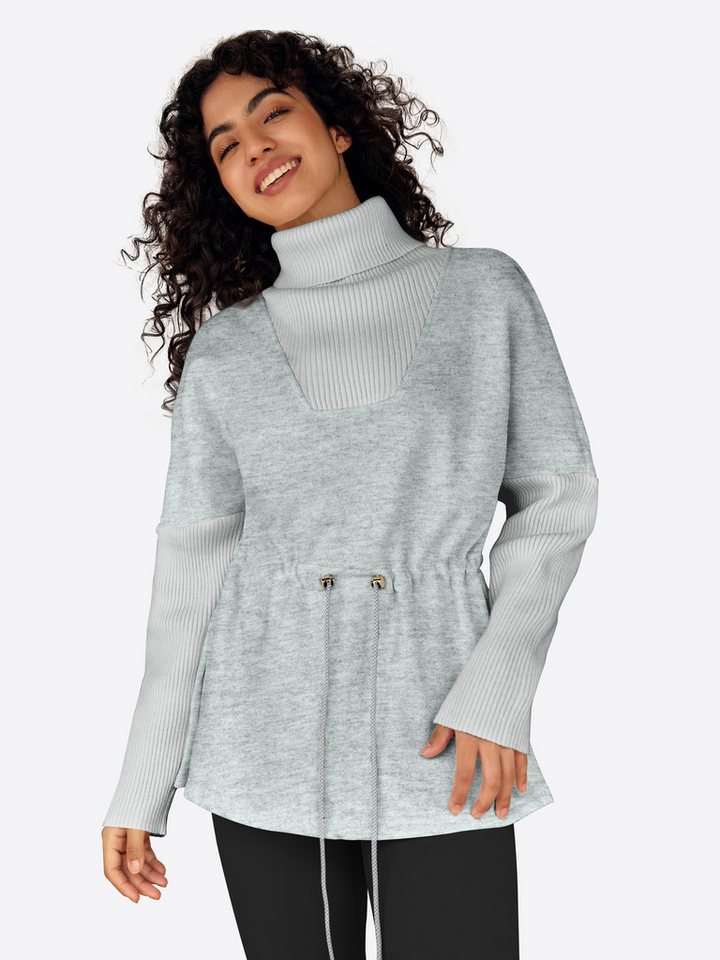 Imily Bela Sweatshirt Damen hochschließender Kragen Sweatshirt mit Kordelzug (Packung, 1-tlg., 1per-pack) Rippbündchen von Imily Bela