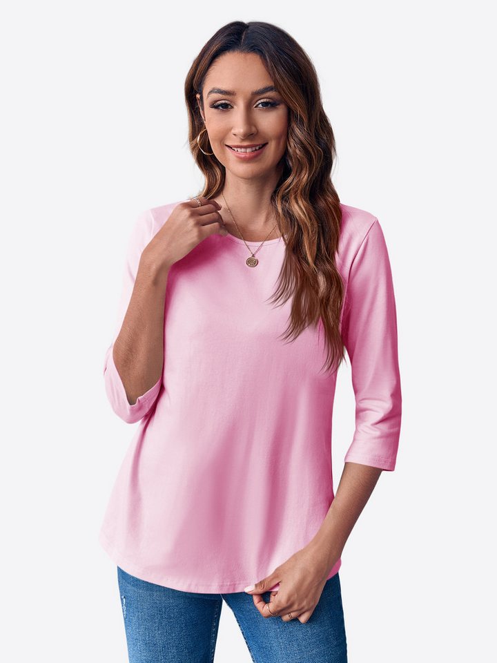 Imily Bela T-Shirt Damen 3/4-Ärmel Top mit Rundhal (Packung, 1-tlg., 1per-Pack) mit Rundhalsausschnitt von Imily Bela