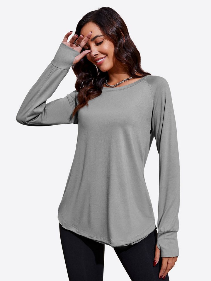 Imily Bela T-Shirt Damen Lässige Lockere Tunika-Oberteile mit rundem Saum (Packung, 1-tlg., 1per-Pack) Volltonfarbe von Imily Bela