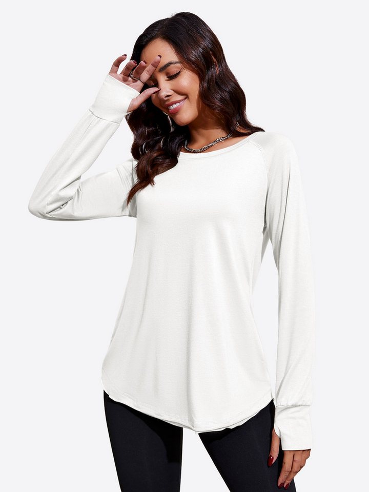 Imily Bela T-Shirt Damen Lässige Lockere Tunika-Oberteile mit rundem Saum (Packung, 1-tlg., 1per-Pack) Volltonfarbe von Imily Bela