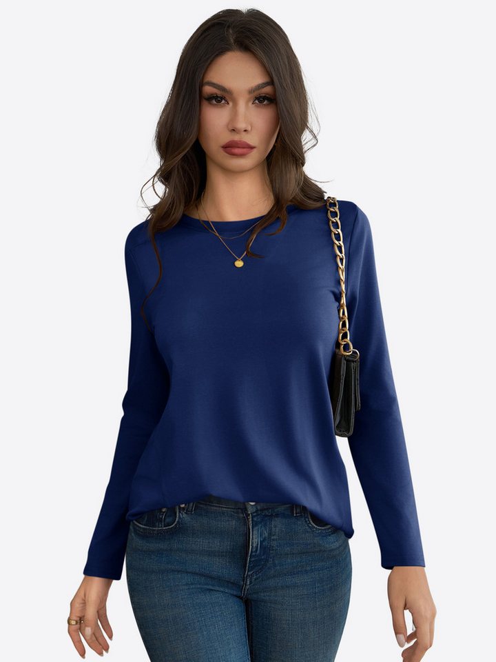 Imily Bela T-Shirt Damen Langärmliges Lässige mit Rundhal (Packung, 1-tlg., 1per-Pack) in Unifarbe von Imily Bela