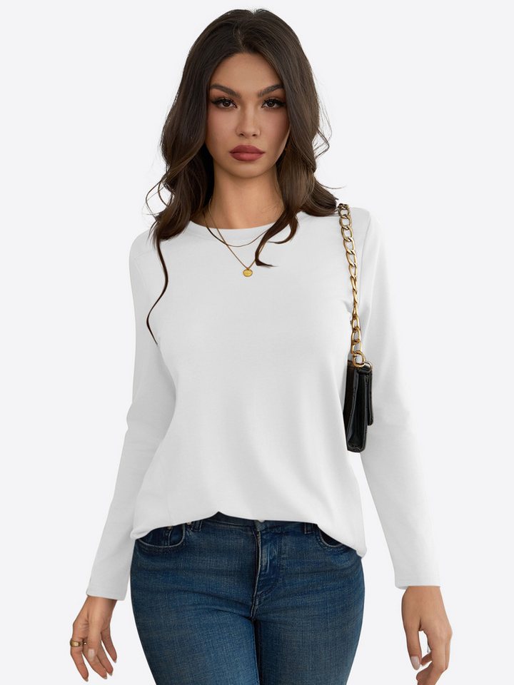 Imily Bela T-Shirt Damen Langärmliges Lässige mit Rundhal (Packung, 1-tlg., 1per-Pack) in Unifarbe von Imily Bela