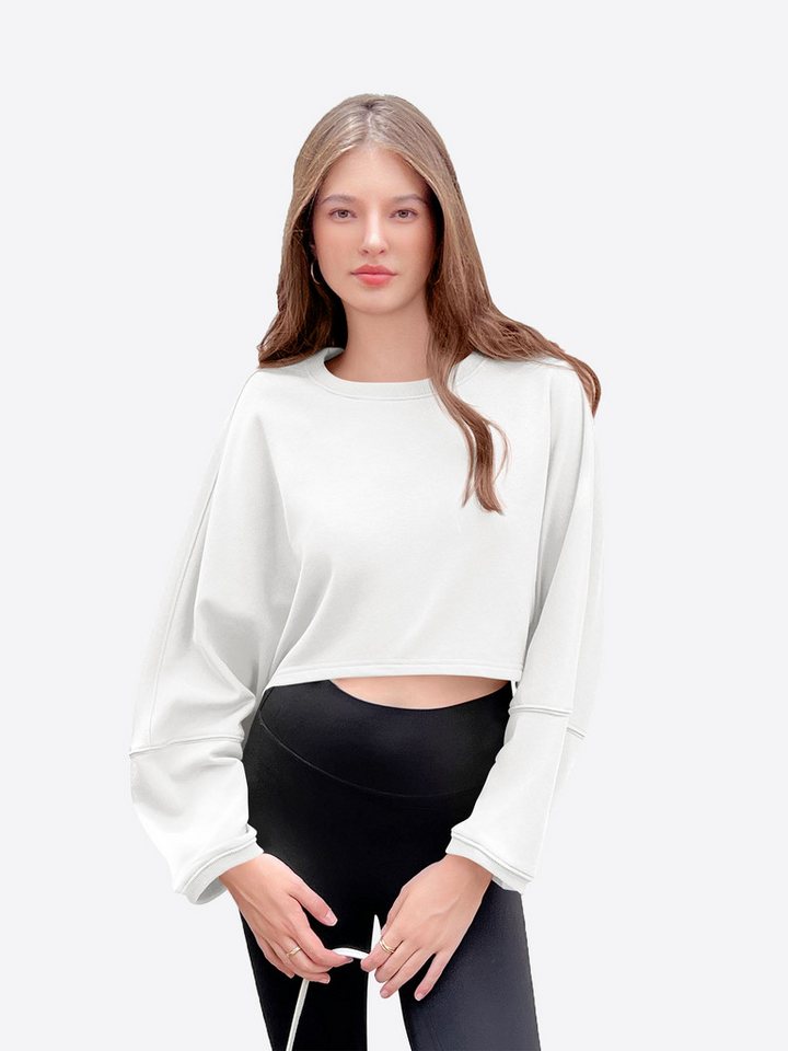 Imily Bela T-Shirt Damen Langärmliges Oversize Rundhals Kurzes Hemd (Packung, 1-tlg., 1per-pack) Rippbündchen von Imily Bela