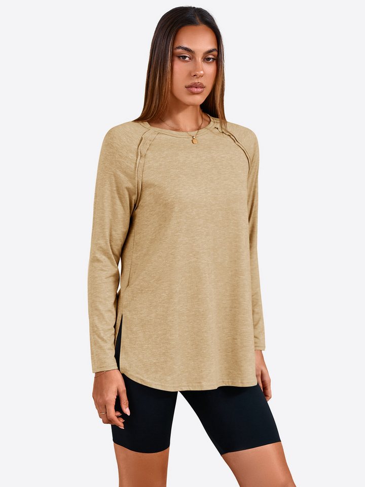 Imily Bela T-Shirt Damen Langärmliges Top mit Rundhals (Packung, 1-tlg., 1per-Pack) in Unifarbe von Imily Bela