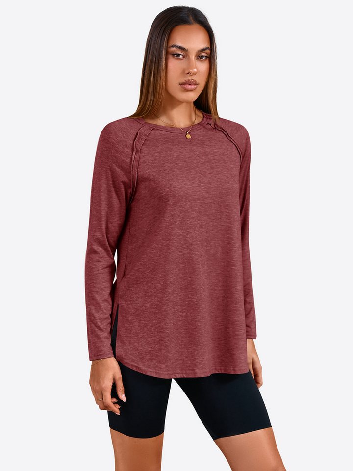 Imily Bela T-Shirt Damen Langärmliges Top mit Rundhals (Packung, 1-tlg., 1per-Pack) in Unifarbe von Imily Bela