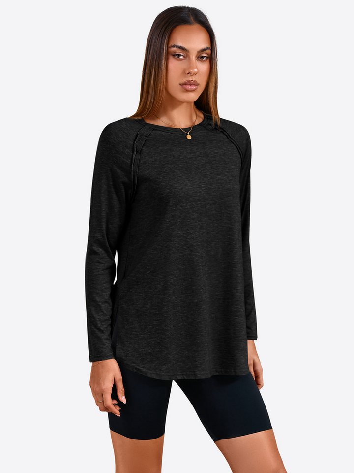 Imily Bela T-Shirt Damen Langärmliges Top mit Rundhals (Packung, 1-tlg., 1per-Pack) in Unifarbe von Imily Bela