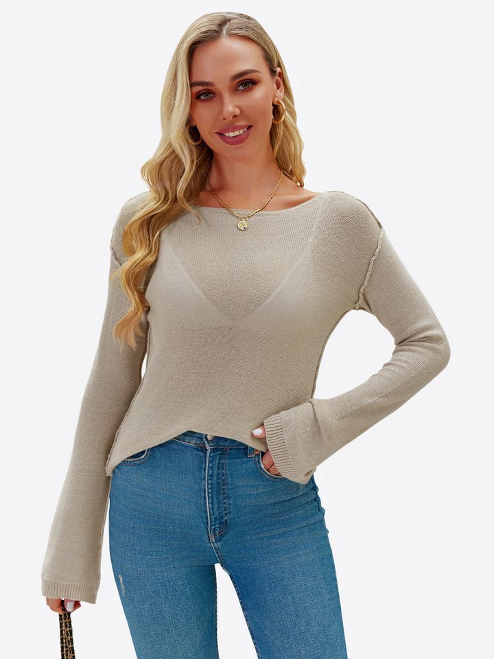 Imily Bela T-Shirt Damen Langärmliges mit Strickoberteil (Packung, 1-tlg., 1per-pack) mit Rundhalsausschnitt von Imily Bela