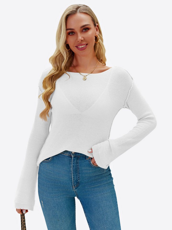 Imily Bela T-Shirt Damen Langärmliges mit Strickoberteil (Packung, 1-tlg., 1per-pack) mit Rundhalsausschnitt von Imily Bela