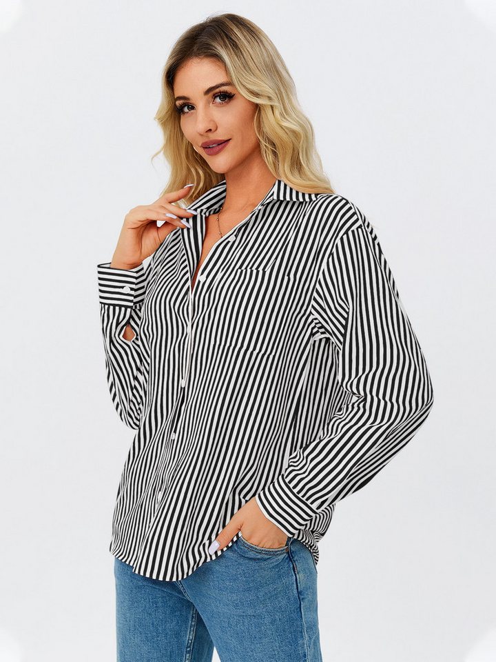 Imily Bela T-Shirt Damen Langarmshirt Gestreifter (Packung, 1-tlg., 1per-pack) lässig geschnitten von Imily Bela