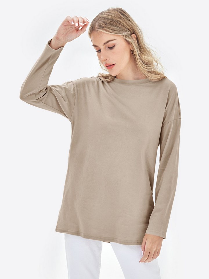 Imily Bela T-Shirt Damen Langarmshirt Oversize mit Rundhal (Packung, 1-tlg., 1per-pack) mit Rundhalsausschnitt von Imily Bela