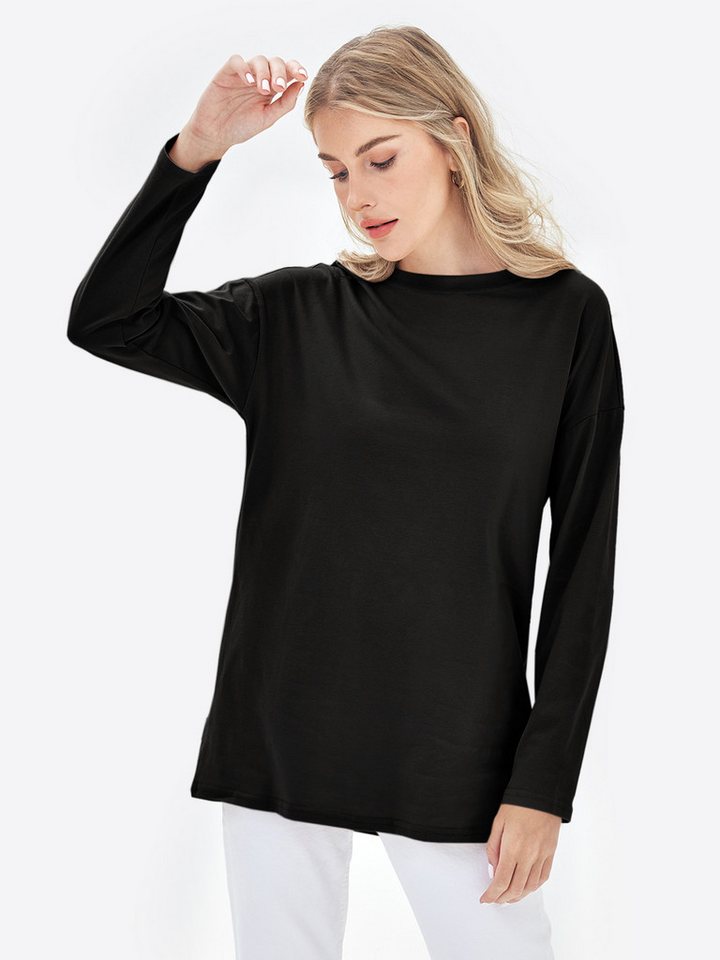 Imily Bela T-Shirt Damen Langarmshirt Oversize mit Rundhal (Packung, 1-tlg., 1per-pack) mit Rundhalsausschnitt von Imily Bela
