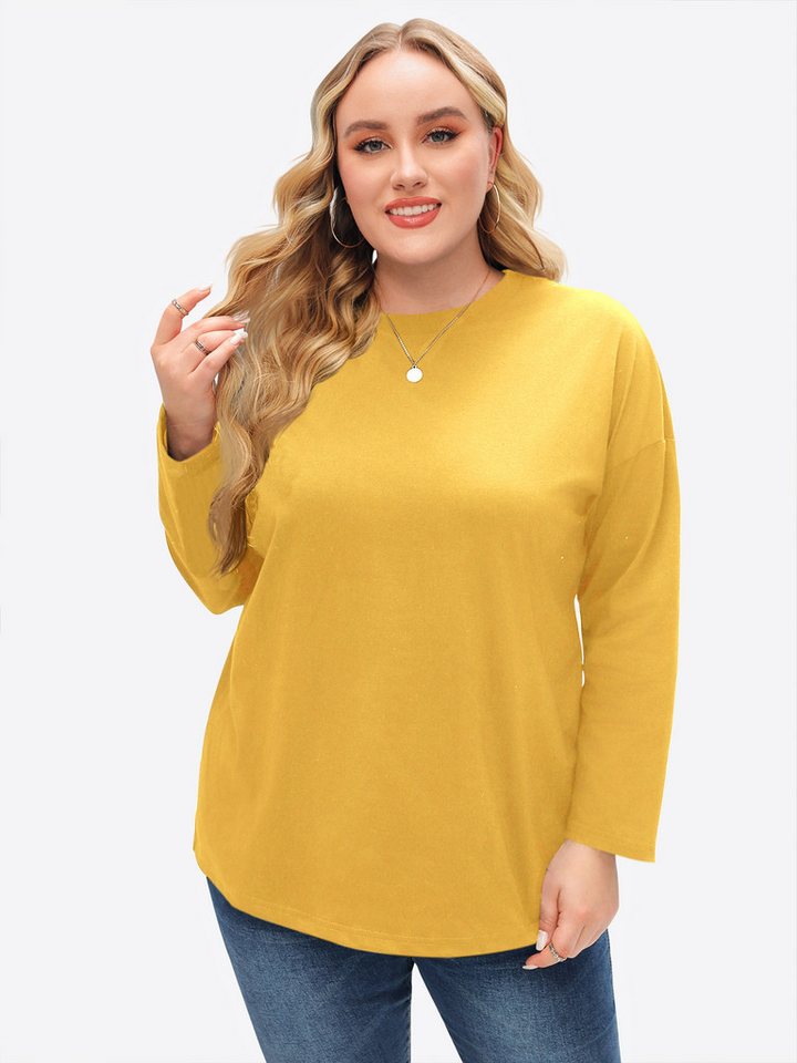 Imily Bela T-Shirt Damen Oberteile in Übergröße (Packung, 1-tlg., 1per-Pack) Volltonfarbe von Imily Bela