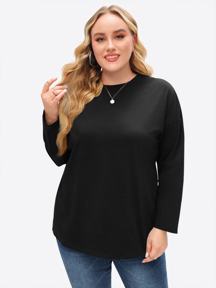 Imily Bela T-Shirt Damen Oberteile in Übergröße (Packung, 1-tlg., 1per-Pack) Volltonfarbe von Imily Bela