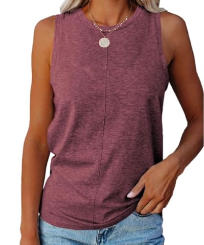 Imily Bela Tank Top Damen Ärmellose T Shirts Basic Sommer Top Rundhals Oberteile.Weinrot.S von Imily Bela
