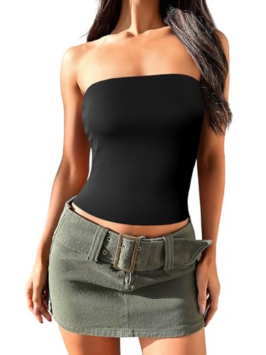 Imily Bela Top Damen Sommer Sexy Bandeau Top Y2k Basic Tube Top Trägerloses Oberteile Casual Schwarz XS Imily Bela Top Damen Sommer Sexy Bandeau Top Y2k Basic Tube Top Trägerloses Oberteile Casual Schwarz XS von Imily Bela