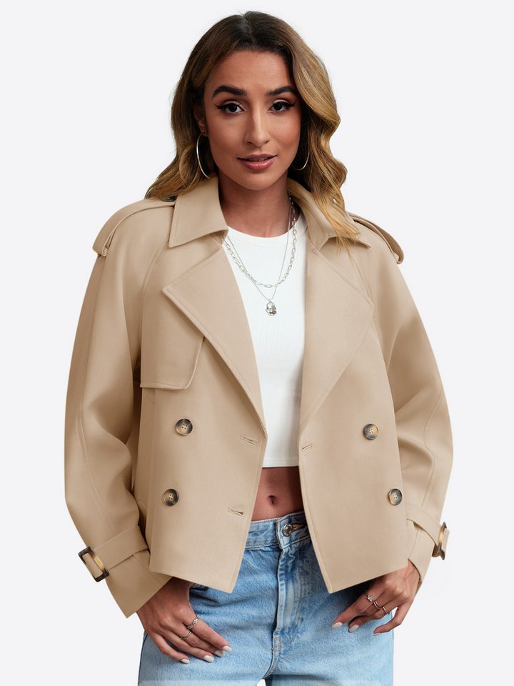 Imily Bela Trenchcoat Damen Zweireihige Casual-Kurzjacke (Packung, 1-tlg., 1per-Pack) winddicht von Imily Bela
