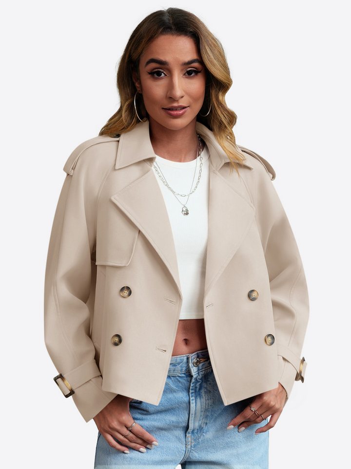 Imily Bela Trenchcoat Damen Zweireihige Casual-Kurzjacke (Packung, 1-tlg., 1per-Pack) winddicht von Imily Bela