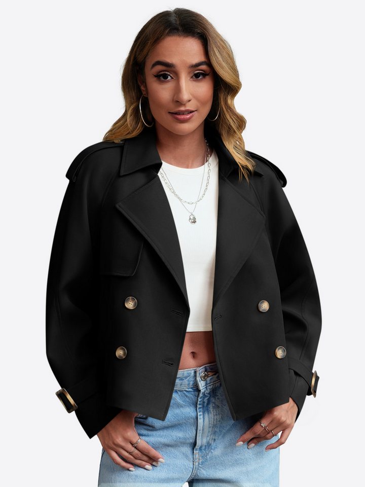 Imily Bela Trenchcoat Damen Zweireihige Casual-Kurzjacke (Packung, 1-tlg., 1per-Pack) winddicht von Imily Bela
