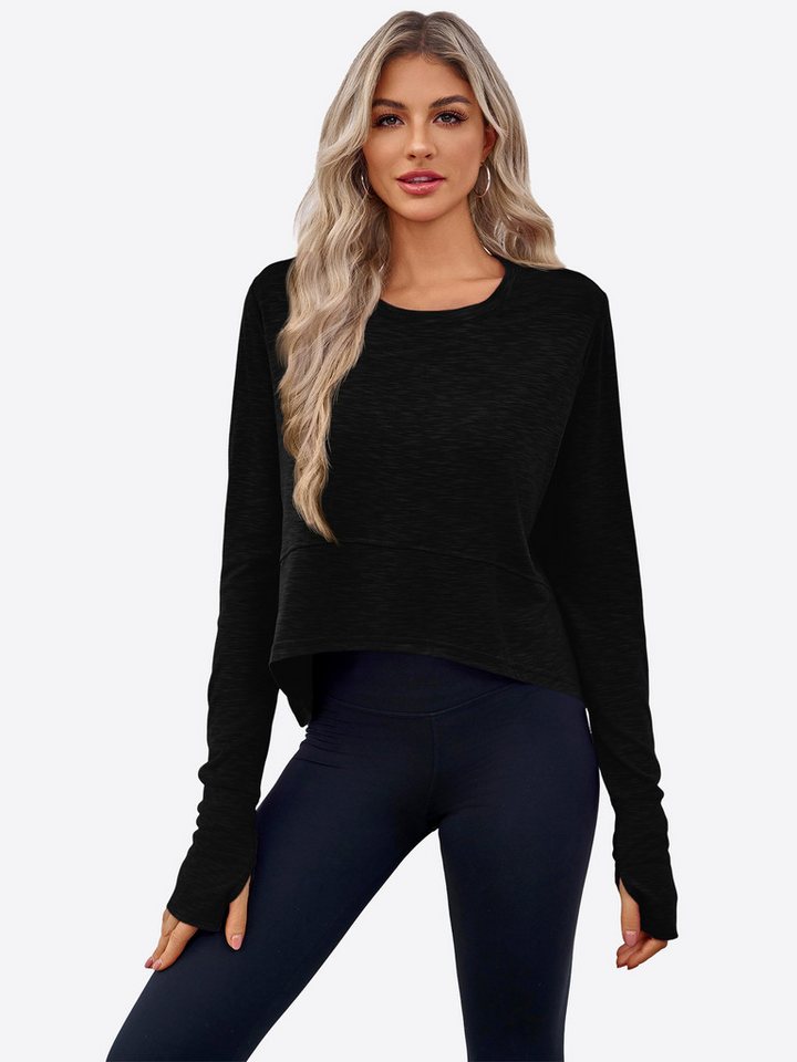 Imily Bela Yoga & Relax Shirt Damen Langärmliges Rundhals Kurzes Hemd (Packung, 1-tlg., 1per-pack) mit Daumenlöchern von Imily Bela