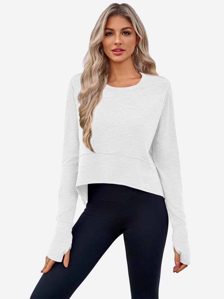 Imily Bela Yoga & Relax Shirt Damen Langärmliges Rundhals Kurzes Hemd (Packung, 1-tlg., 1per-Pack) mit Daumenlöchern von Imily Bela