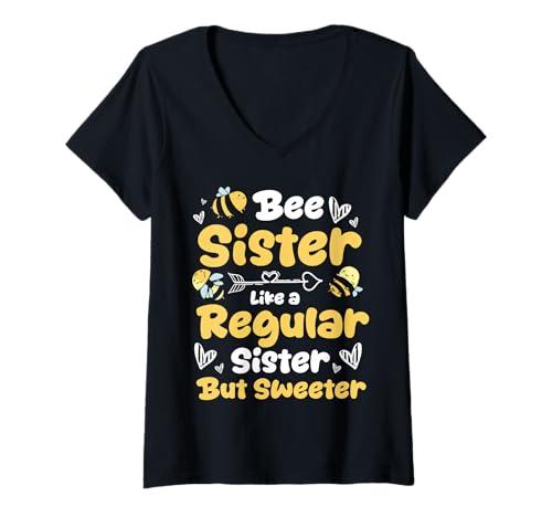 Damen Bee Sister Like A Regular Sister But Sweeter Beekeeper T-Shirt mit V-Ausschnitt Damen Bee Sister Like A Regular Sister But Sweeter Beekeeper T-Shirt mit V-Ausschnitt von Imker Bienen Design Bienenstock Idee