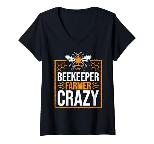 Damen Beekeeper Farmer Crazy Bienenzuchtfarm - T-Shirt mit V-Ausschnitt Damen Beekeeper Farmer Crazy Bienenzuchtfarm - T-Shirt mit V-Ausschnitt von Imker Bienenstock Honig Reise