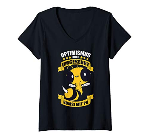 Damen Optimismus heißt umgekehrt ist Sumsi mit P Imker Geschenk T-Shirt mit V-Ausschnitt Damen Optimismus heißt umgekehrt ist Sumsi mit P Imker Geschenk T-Shirt mit V-Ausschnitt von Imkerei Geschenkidee Honig Bienen Outfit