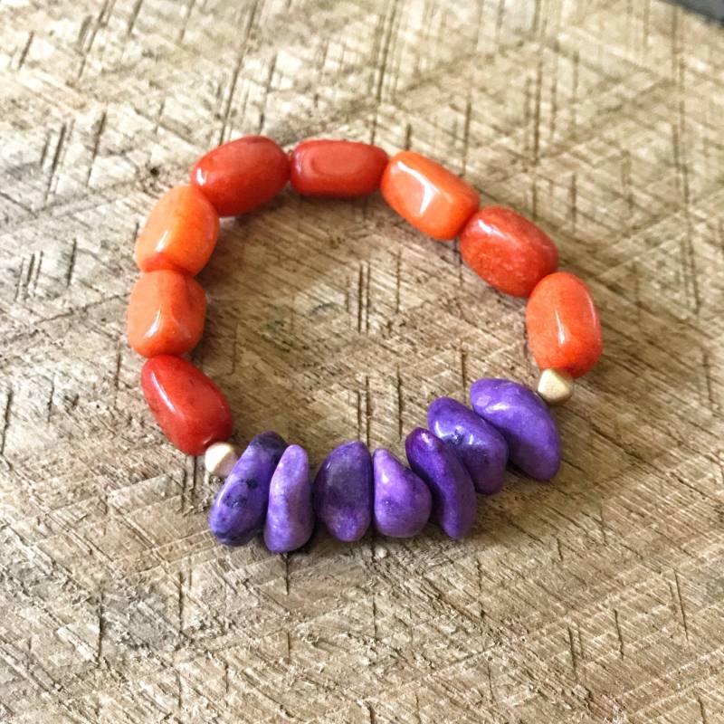 Lila Und Orange Perlen Armband, Clemson Schmuck, Perlenarmband Lila Und Orange Perlen Armband, Clemson Schmuck, Perlenarmband von Immeasurablymore2