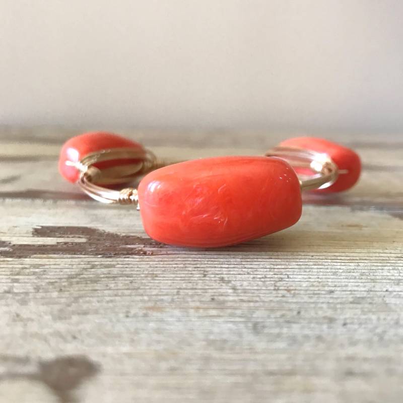 Orange Perle Draht Armreif, Bead Florida Bourbon Und Boweties, Auburn Clemson Armreif von Immeasurablymore2