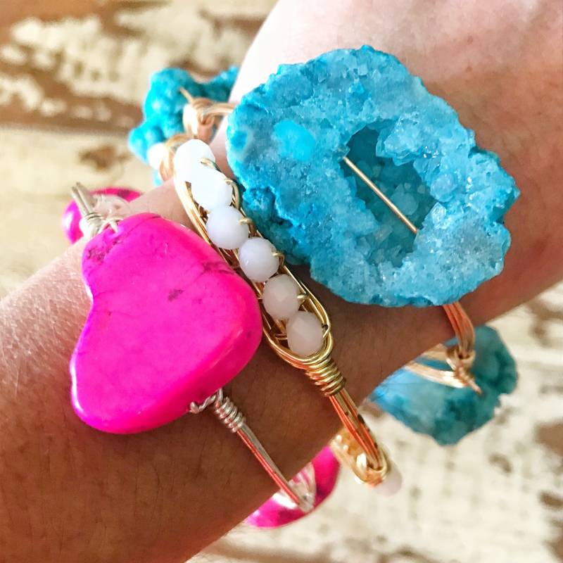 Rosa Jaspis Platte Wire Wrap Armreif, Rosa Bourbon Und Boweties Inspiriert, Bangle Rosa Jaspis Platte Wire Wrap Armreif, Rosa Bourbon Und Boweties Inspiriert, Bangle von Immeasurablymore2