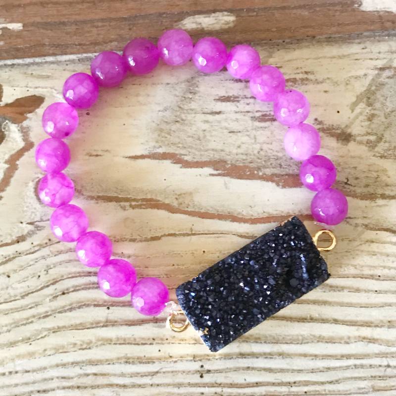 Schwarz Druzy Perlen Armband, Rosa Schmuck Schwarz Druzy Perlen Armband, Rosa Schmuck von Immeasurablymore2