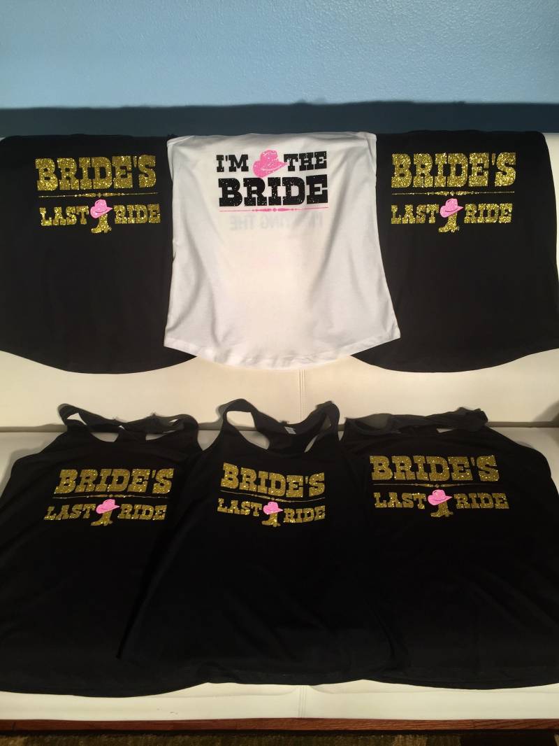 Land Brautjungfer Tank, Tank Set, Cowgirl Bräute Letzte Fahrt, Ich Bin Die Braut, Bachelorette Set Aktiv von ImmoodieCustomTees