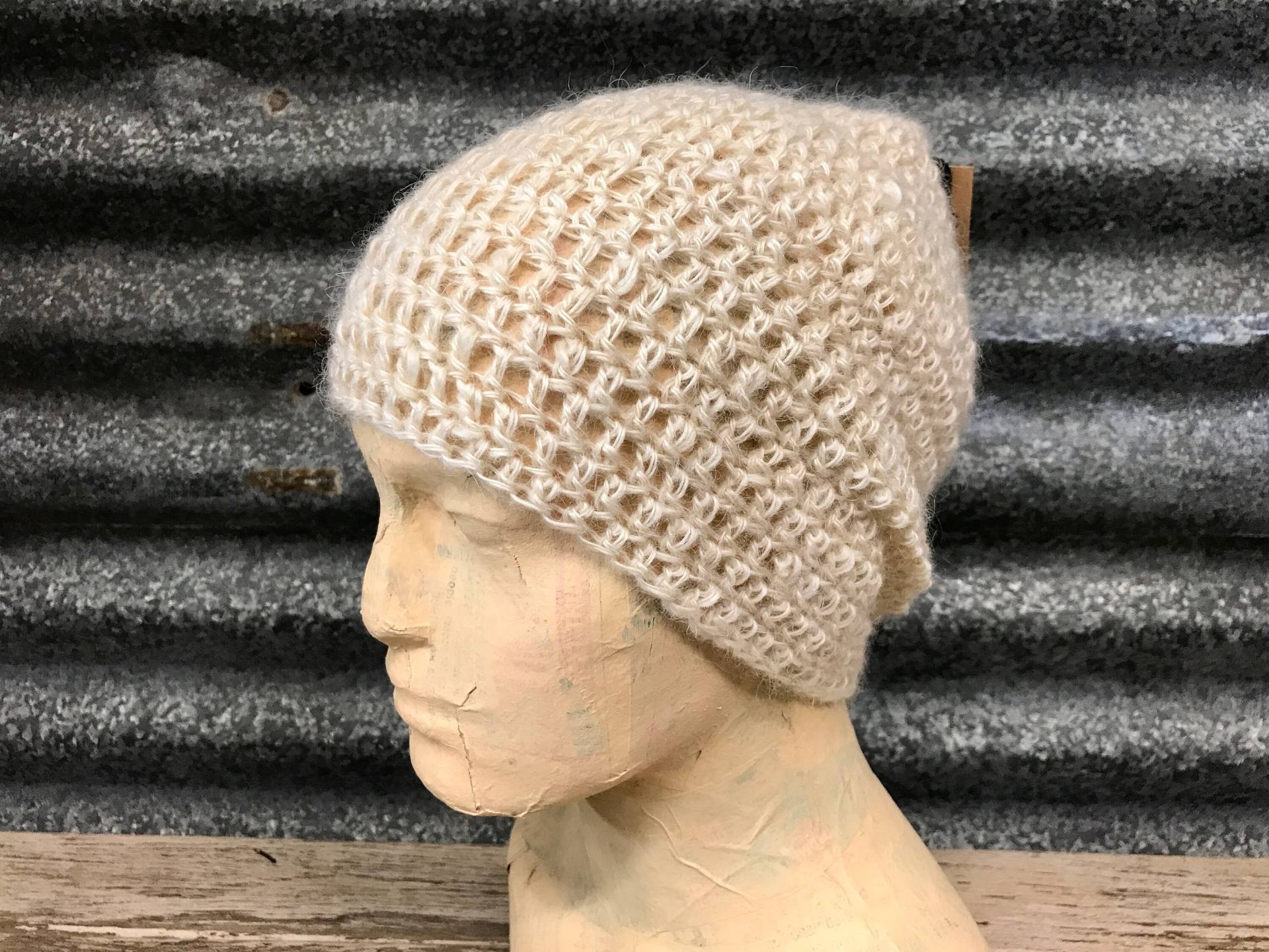 Handgemachte Beanie Handgesponnene Creme Wolle Unisex - Ooak von ImmortalKraft2