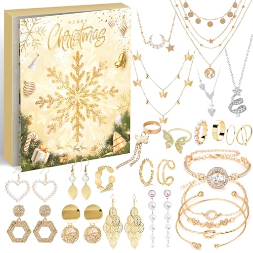 ImnBest Adventskalender Schmuck 2025 Weihnachtskalender Frauen Mädchen,24 Überraschungen Armband Halskette Ohrringe, Damen Schmuck Set, Weihnachtsgeschenke für Frauen Mädchen Teenager Kinder ImnBest Adventskalender Schmuck 2025 Weihnachtskalender Frauen Mädchen,24 Überraschungen Armband Halskette Ohrringe, Damen Schmuck Set, Weihnachtsgeschenke für Frauen Mädchen Teenager Kinder von ImnBest