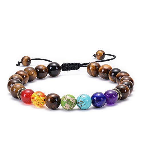 Imoncom Natural Volcanic Stone Bracelet - Matte Natural Stone Yoga Braided Bracelet for Good Luck & Daily Wear Accessory (Braun) von Imoncom