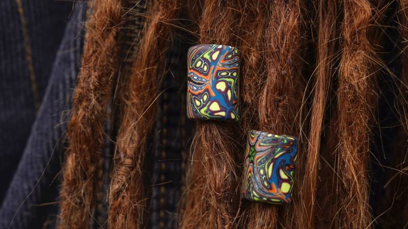 2 Fimo Dreadschmuck Set Perle Dreadlockperlen Schmuck Haarperlen Perlen Boho Dread Geschenk Dreadhead Hippie Dreadlockschmuck von ImoriTears